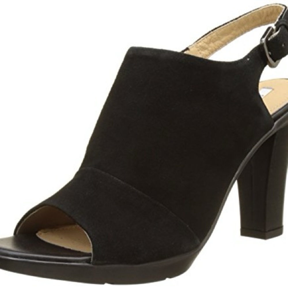Geox Jadalis Black Suede Open Toe Heels 40